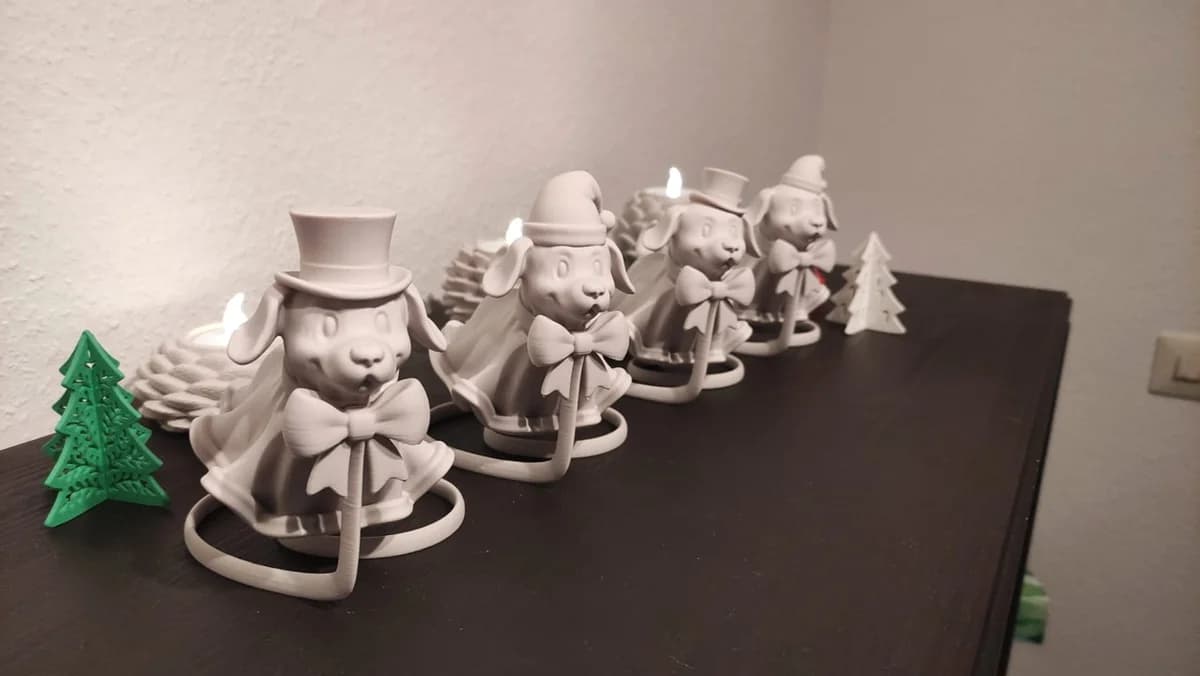 مجسمه کریسمسی دکوری سگ شناور پایه استوانه ای، نمای ۱