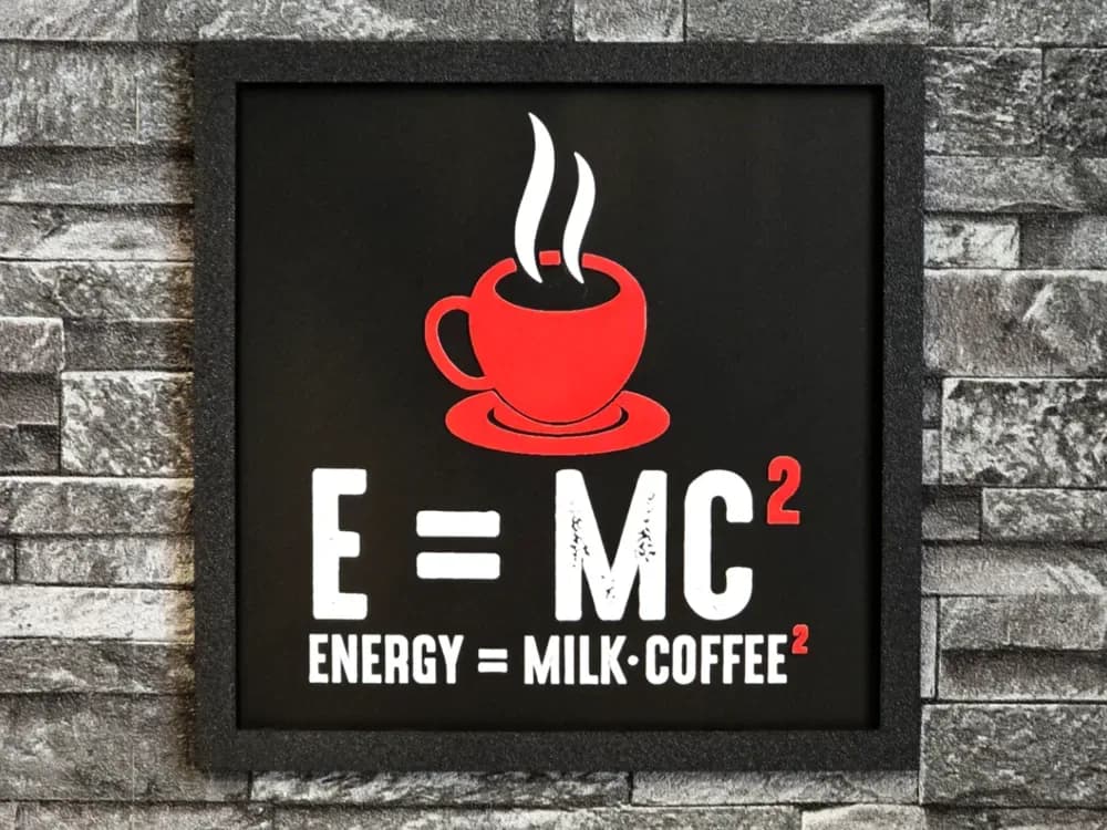 تابلو دکوری قهوه E=MC² کافه و آشپزخانه، نمای ۱